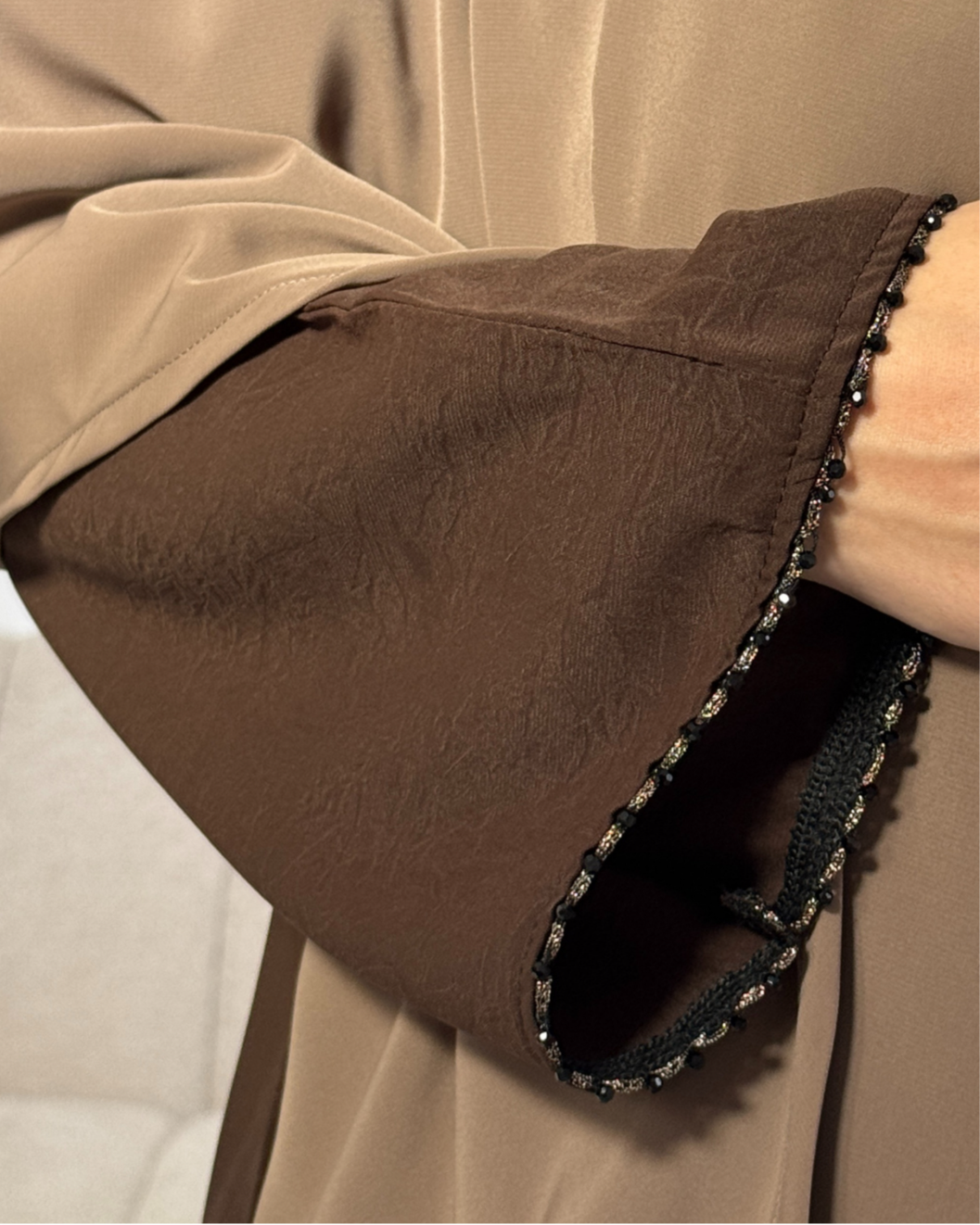 Beaded Open Abaya - Bronzite