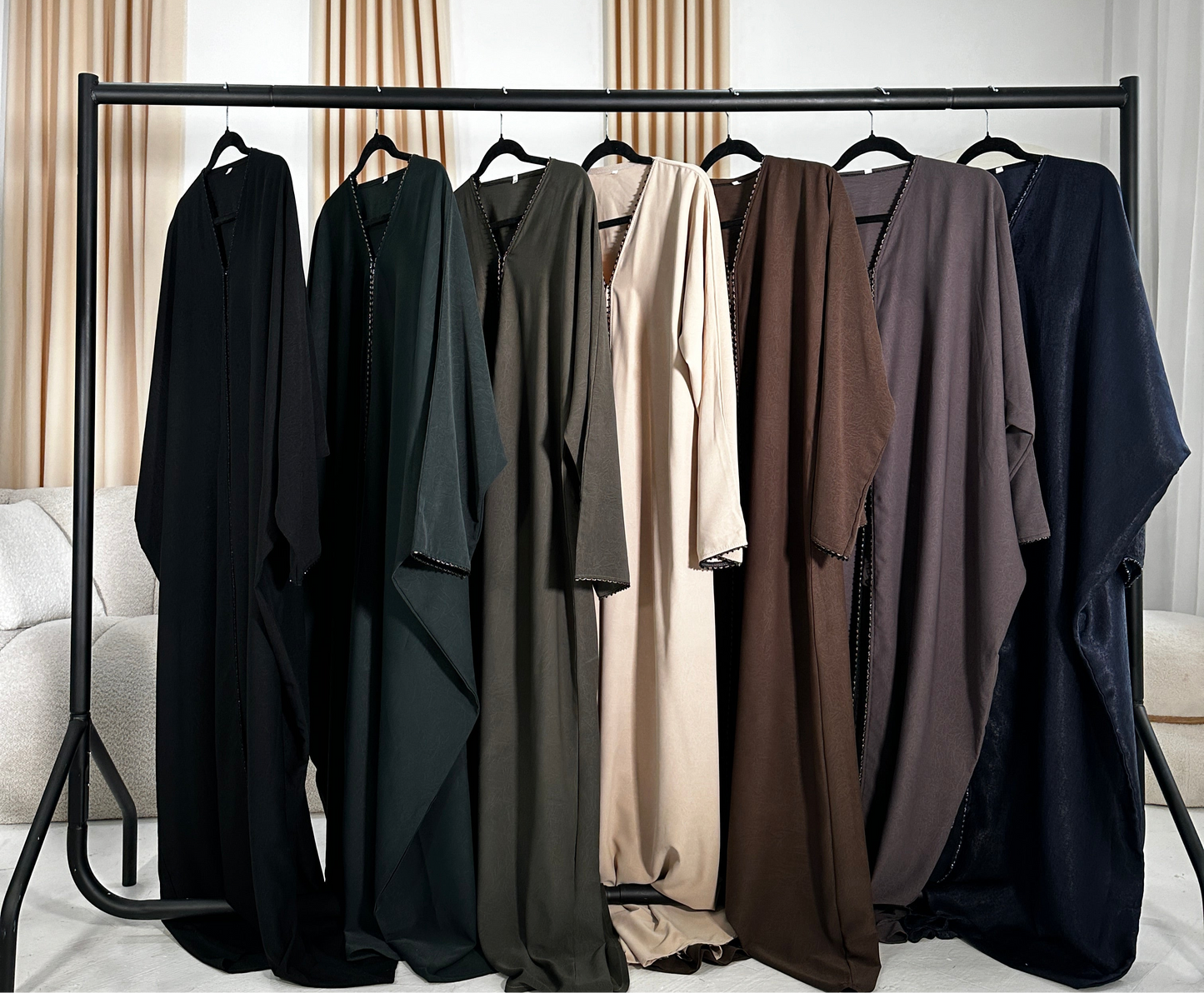 Beaded Open Abaya - Jade