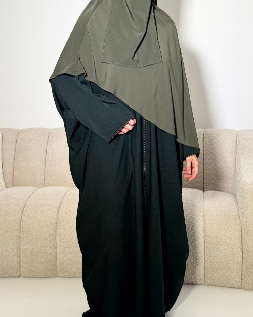 Beaded Open Abaya - Emerald