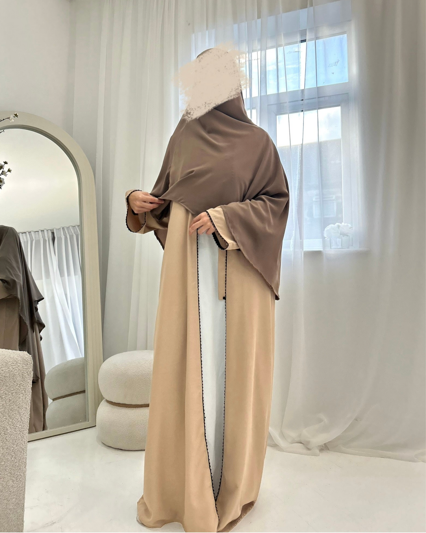 Beaded Open Abaya - Citrine